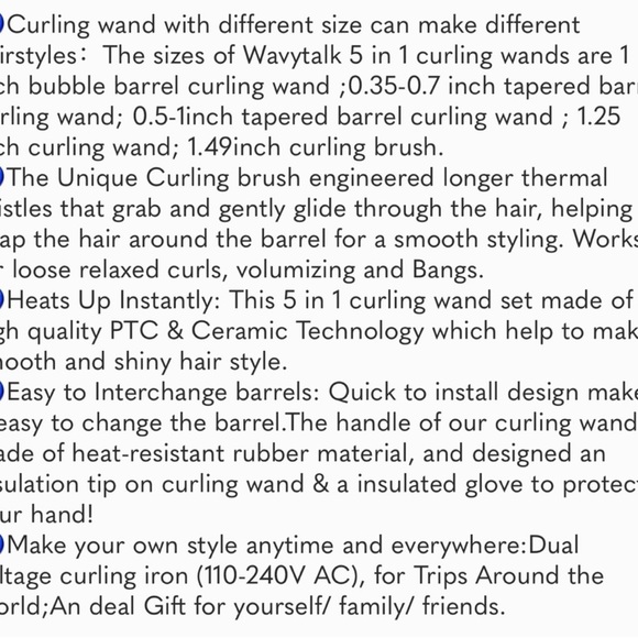 5in1 Curling Iron,Curling Wand Set with Curling Brush & 4 Interchangeable Wands - Picture 7 of 7